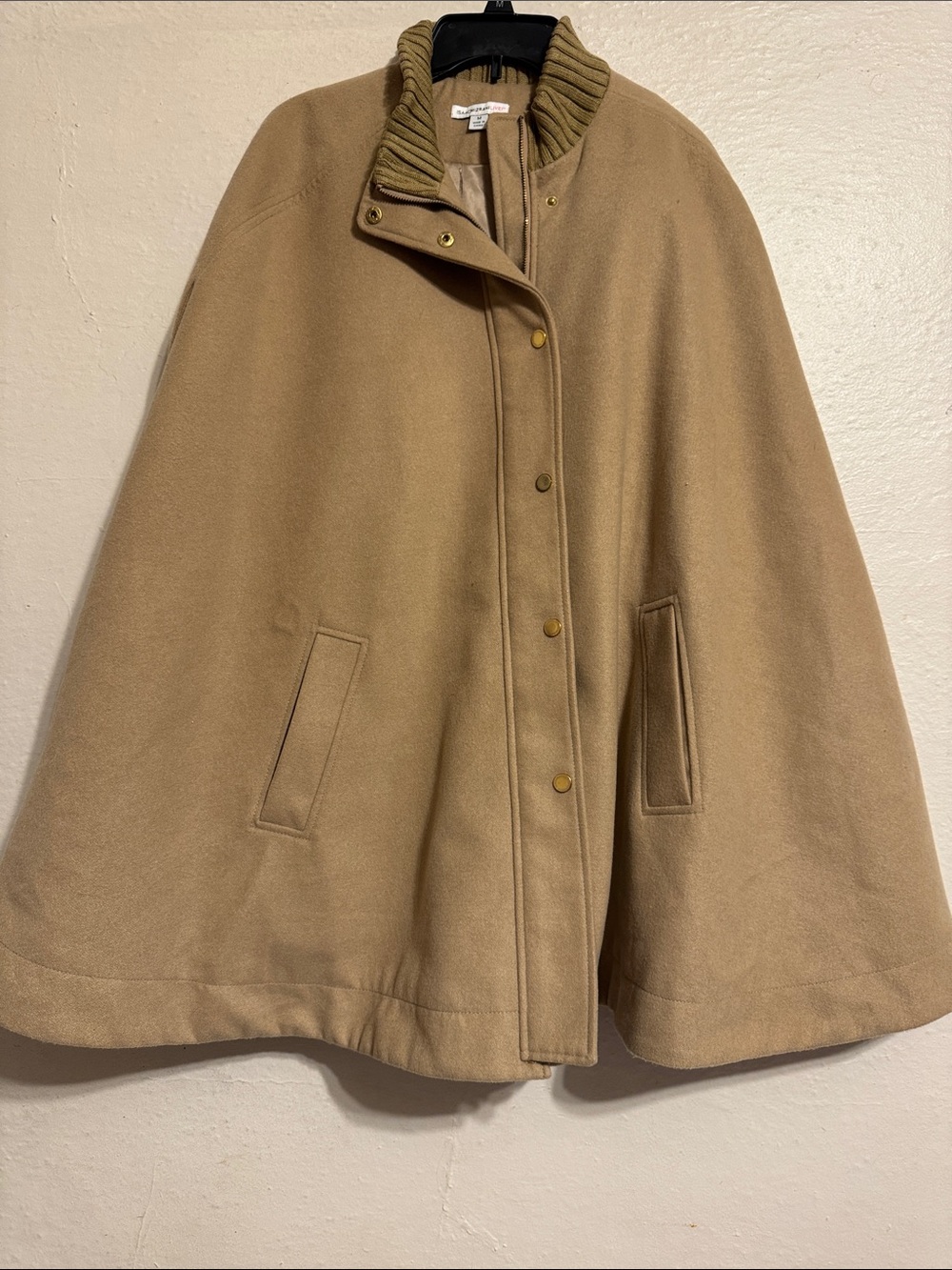 Wool Blend Camel Cape Coat - Unbranded